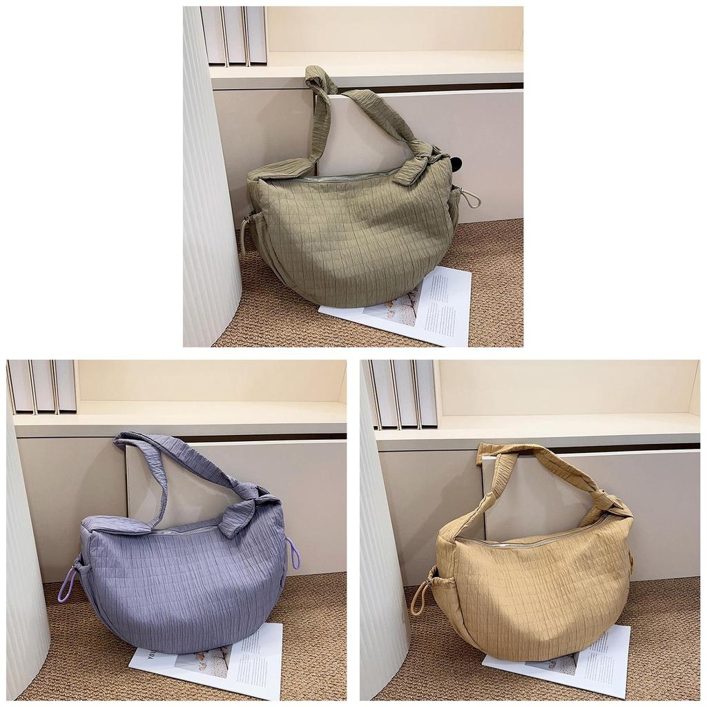 Lightweight Crossbody Bag For Women With Wrinkled Fabric And Multiple Pockets For Outings