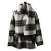 Sancai Women's 2025 Winter Plaid Double-Faced Wool Blend Coat & Scarf Set