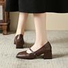 Мода 2025 Обувь для женщин Мэри Джейн Женские туфли на высоком каблуке Ретро Туфли-лодочки для платья Женские Квадратный носок Массивный каблук Туфли с ремешком и пряжкой Женские