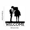 1pc Iron Art Romantic Couple - Cowboy & Cowgirl - Welcome Sign 12 Inch  for Living Room New Wall Decoration Hooks Wall Sticker