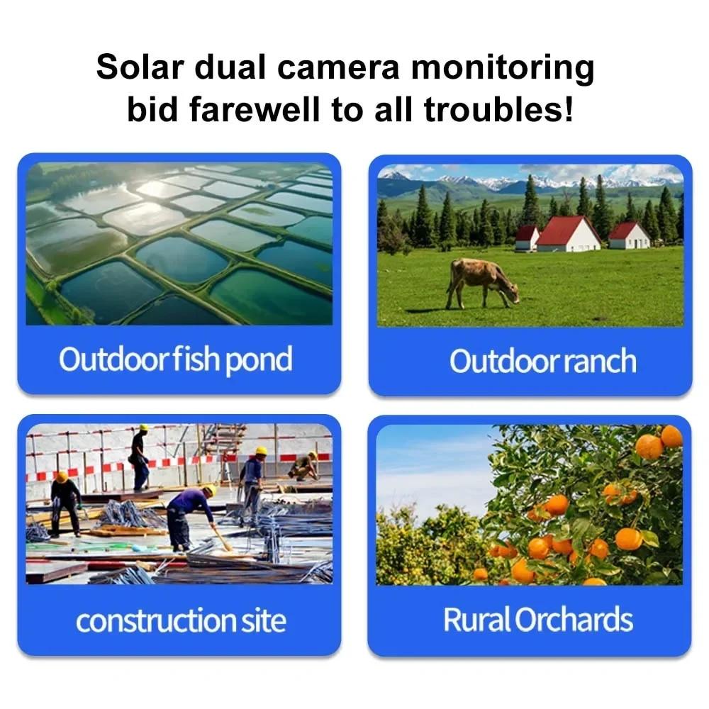 4K 8MP Dual Lens Solar Camera Outdoor Security WiFi Surveillance Cameras With Solar Panel PIR Human Detection PTZ CCTV Camera