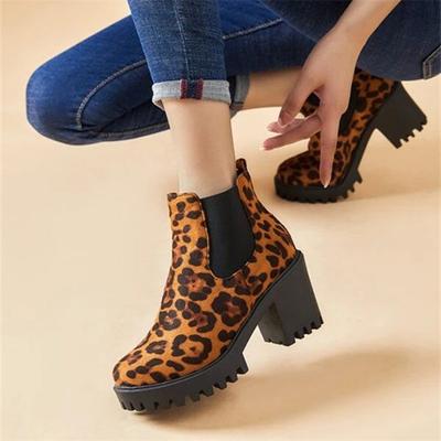 FOREADA Женские ботильоны Круглый носок Массивный высокий каблук Платформа Челси Лаконичные короткие ботинки Женская модная обувь Зима 43