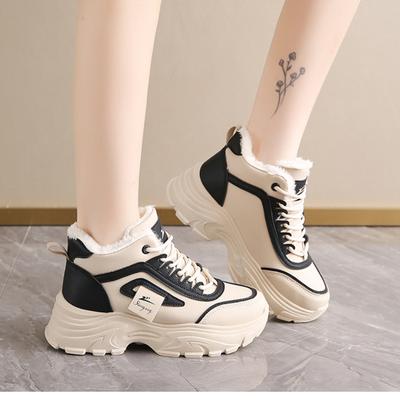 Женские зимние теплые меховые ботинки большого размера, зимние ботинки на щиколотке с подкладкой, нескользящие ботинки для пешего туризма и спорта, хлопковые ботинки