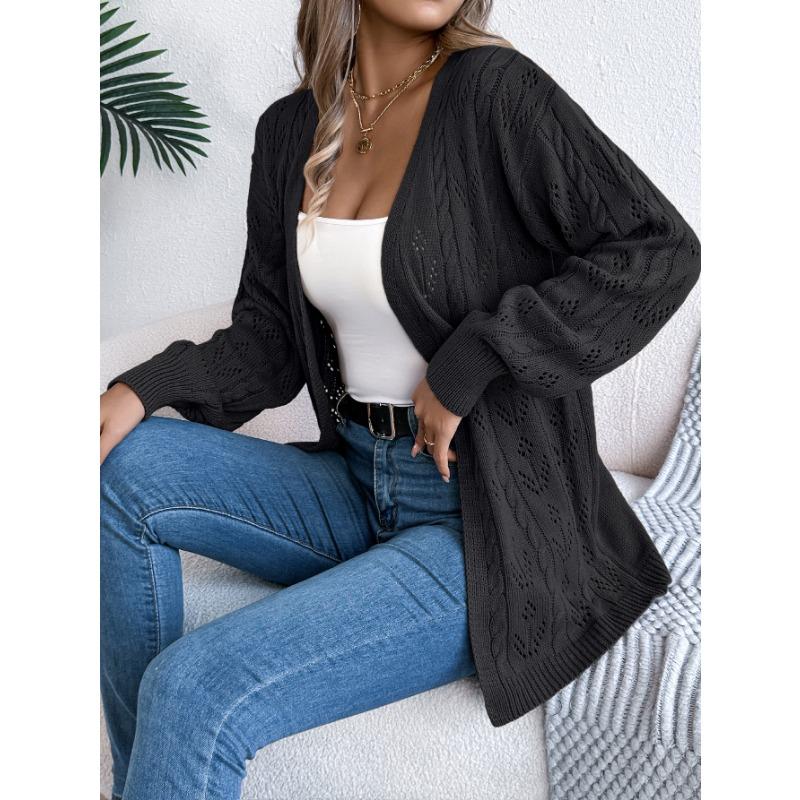 DAFIFY Women's Fashion Casual Fall Winter Solid Color Print Long Sleeve Sweaters