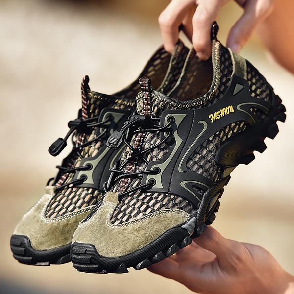 Уличная мужская дышащая походная обувь, обувь для скалолазания, обувь цвета морской волны, мужская быстросохнущая обувь для воды, легкая повседневная треккинговая обувь с сеткой