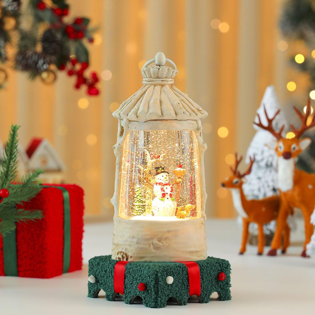 Christmas Crystal Music Box With Snowman Scene For Festive Tabletop Ornament