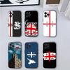 Чехол для телефона с флагом Грузии Чехол для телефона для iPhone 16,15,14,13,12,11,Pro,X,XS,Max,XR,Plus,Mini Мягкий черный чехол