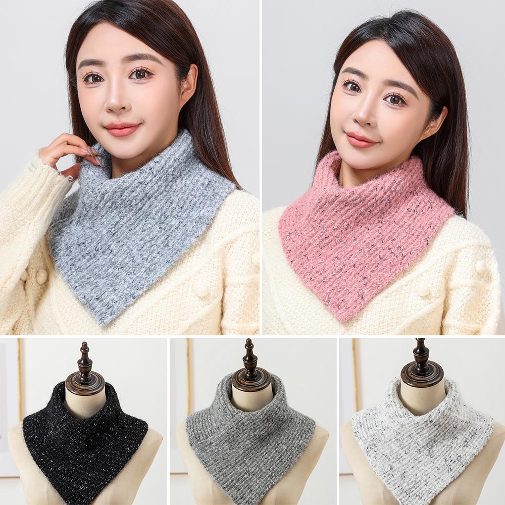 Треугольные шарфы с высоким воротником, вязаный шарф-манишка, шерстяной вязаный чехол для шеи, шарф-кольцо, шарф-грелка для шеи из имитации кашемира