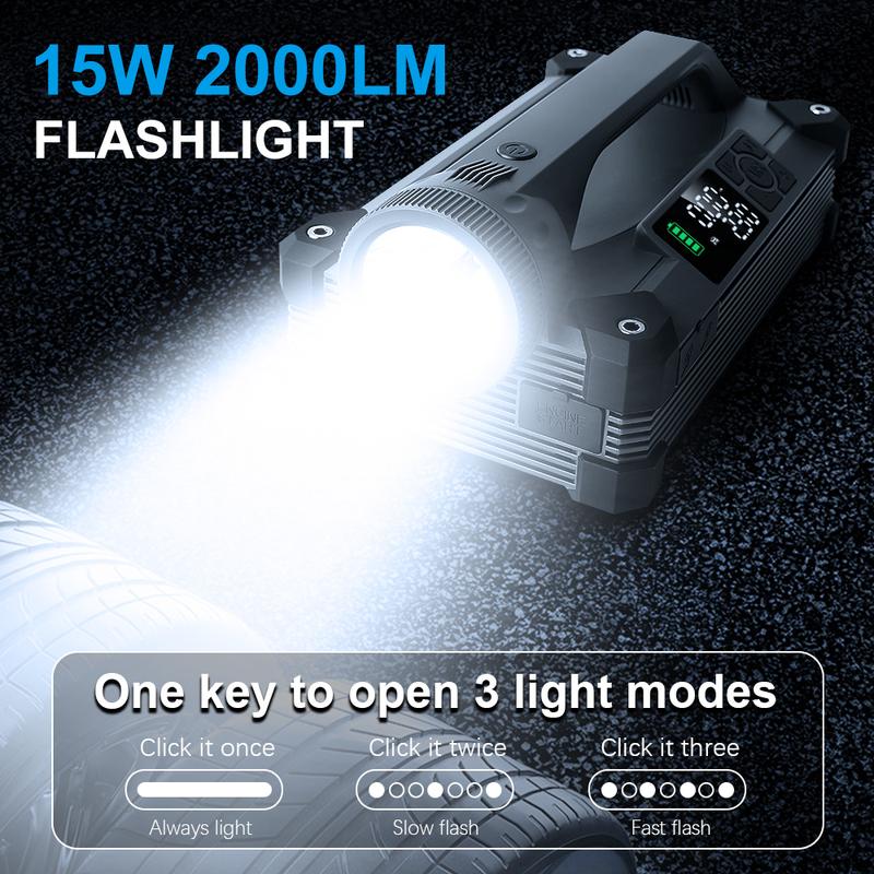 Пуско-зарядное устройство Camason Car Jump Starter 6000A/12V с компрессором для накачки шин, фонариком 15 Вт и функцией Power Bank 65 Вт