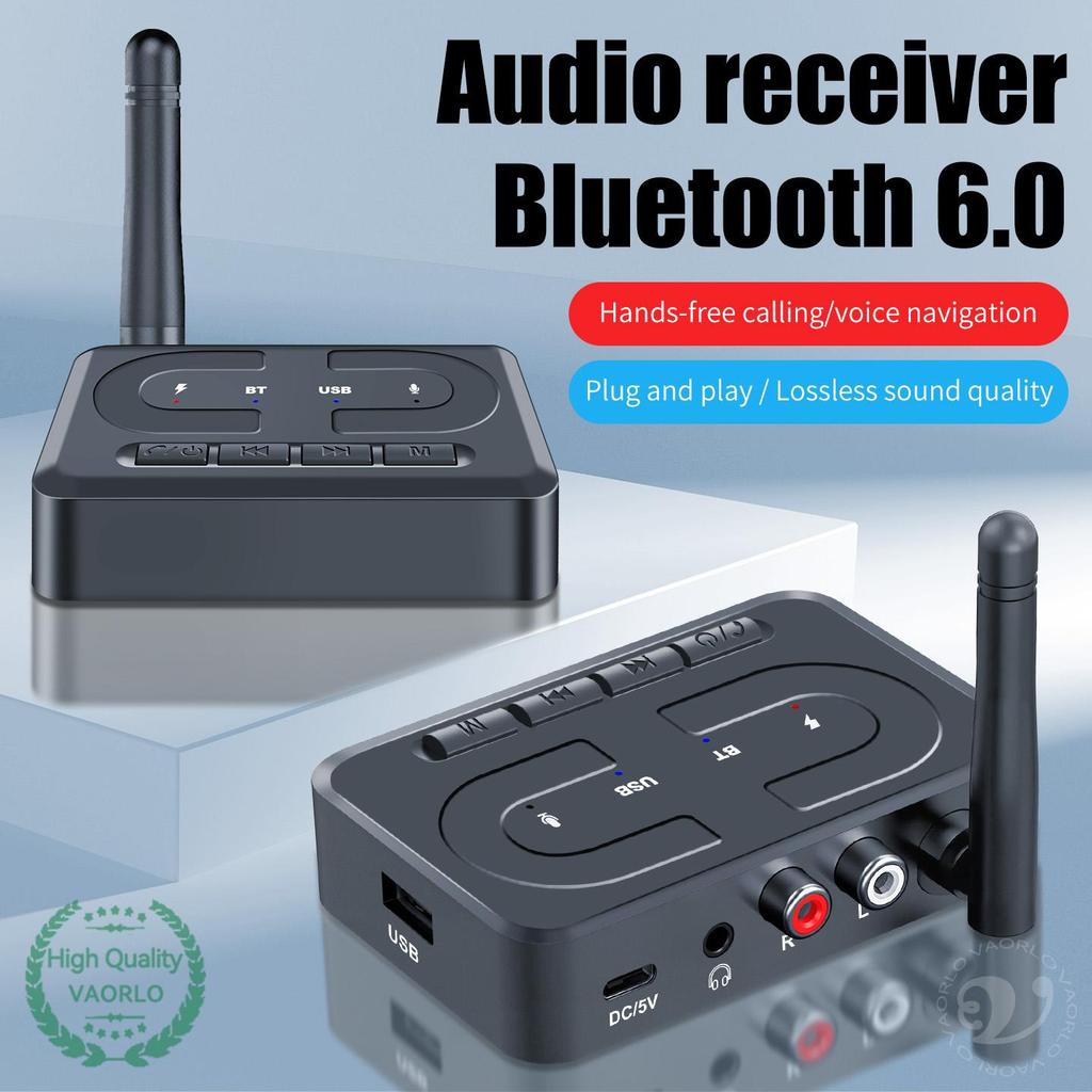 Bluetooth 6.0 Audio Receiver 3.5mm AUX RCA With Mic HIFI Stereo Wireless Adapter Support USB U-Disk For Car Speaker Amp