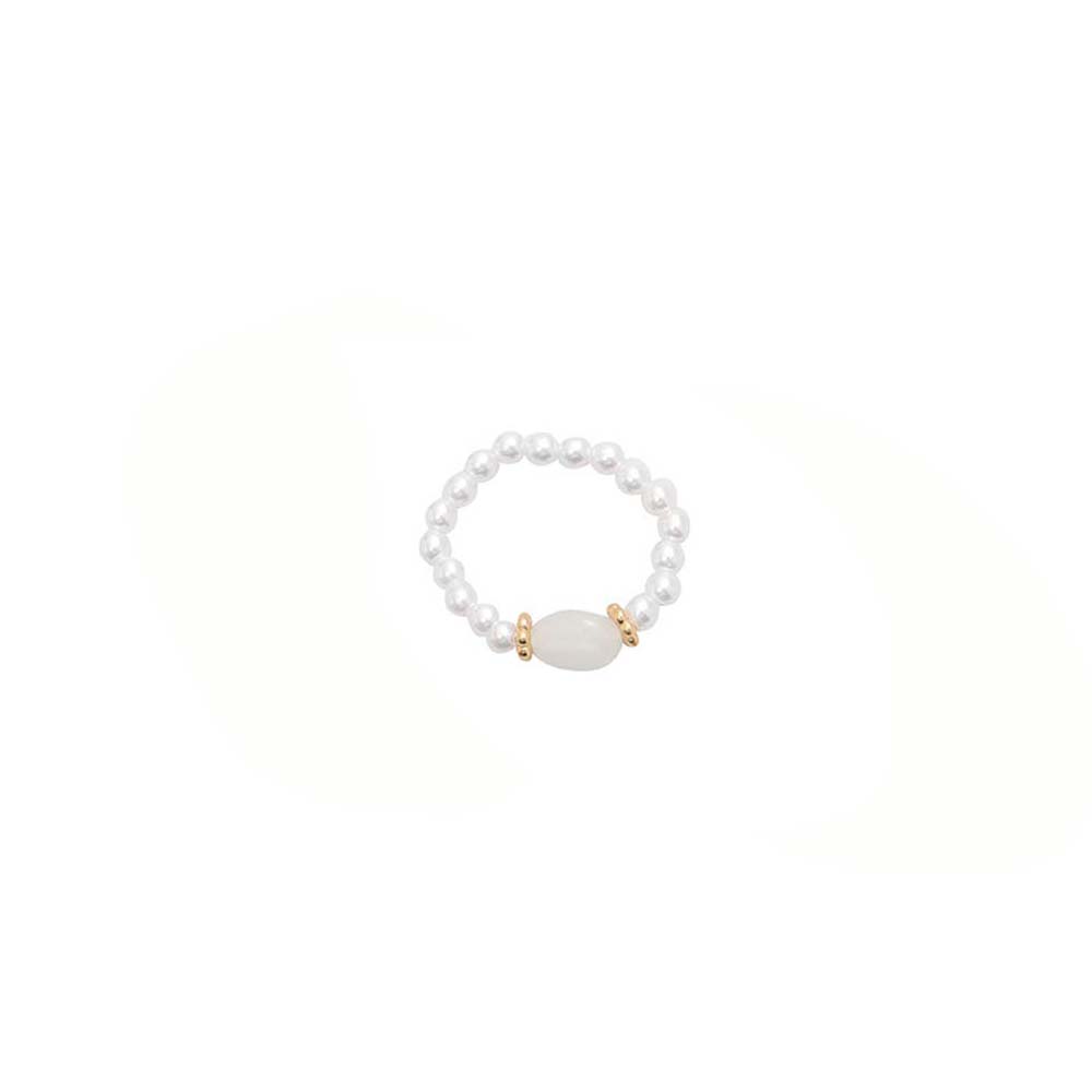 Sweet Personality Korean Retro Girls Pearl Ring Finger Rings Natural Stone Fashion Jewelry