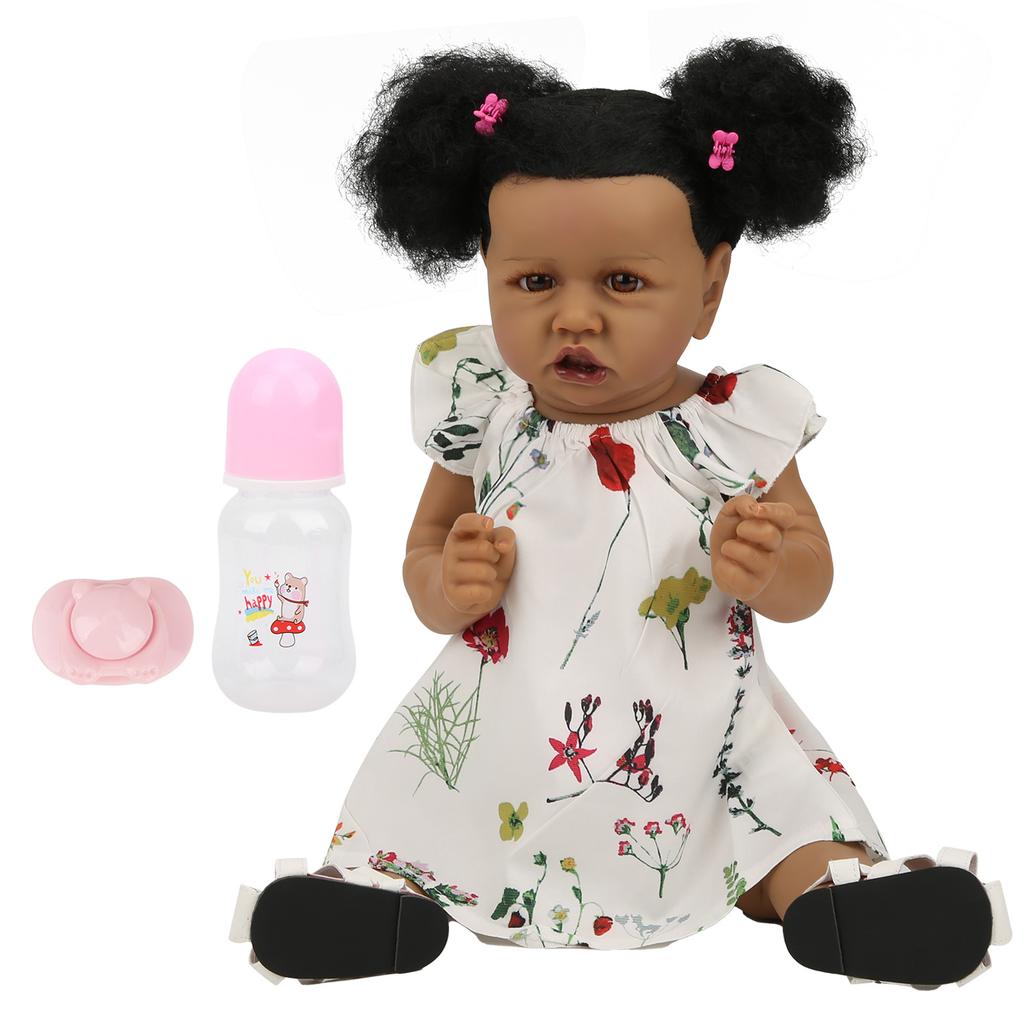 23-дюймовый набор для кукол Reborn Baby, ручная работа, черные волосы, кожа, девочка, кукла, модные детские игрушки, подарок, карие глаза