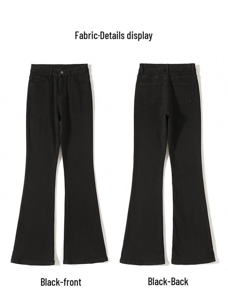 Женские черные джинсы с высокой посадкой и микро-клешем, коллекция весна/осень 2025