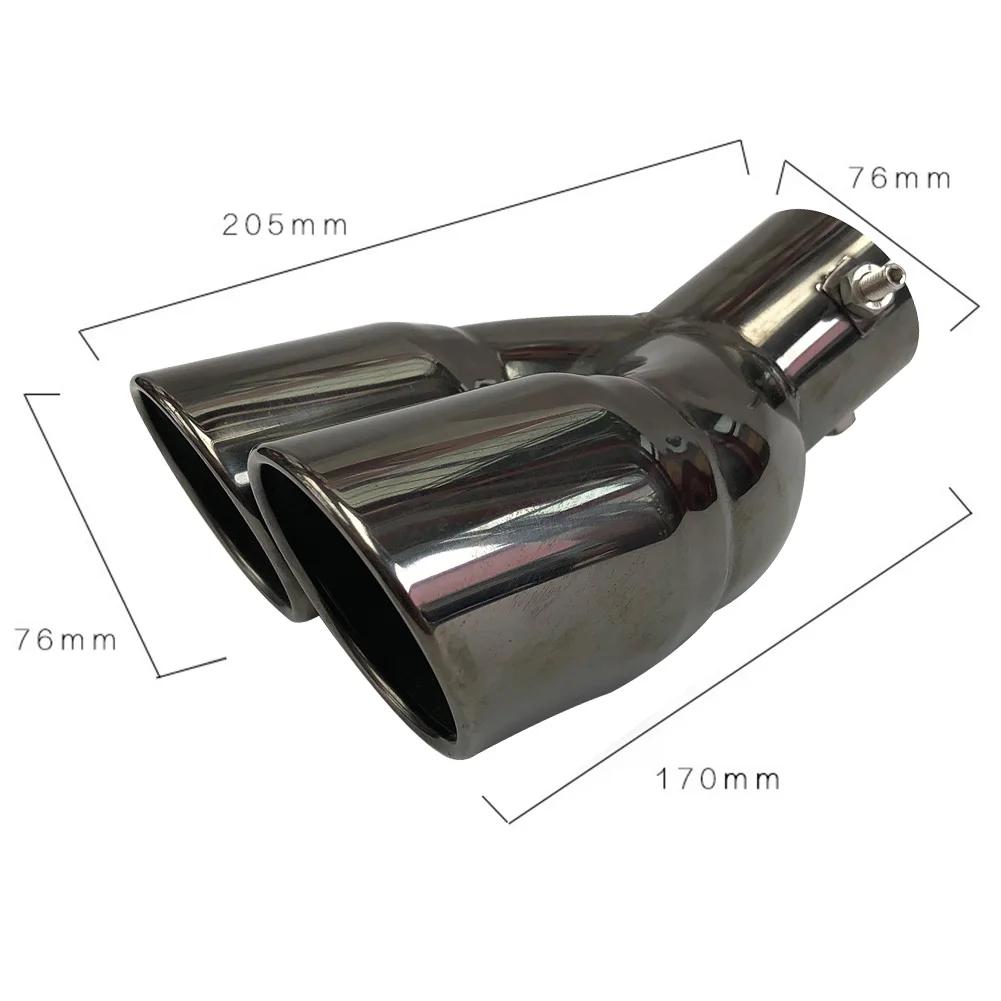 Bolt-on Dual Exhaust Tip Rolled Stainless Steel Square End One Change Two Double Slant Cut Tailpipe Muffler Tip 3 inch Inlet