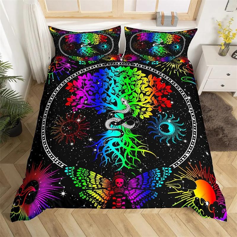 Premium Moon And Sun Duvet Cover Black And White Bedding Soft Tree Of Life All Galaxy Stars Mandala Tribal Quilt Cover Decor For Women