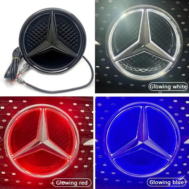 Car Sticker 2025 Hot For Mercedes Benz Car Front Grilled Star Emblem LED Illuminated Logo White Blue Red Light for Mercedes Benz