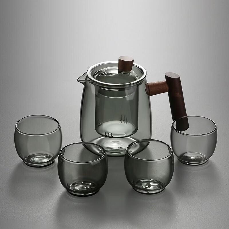 Стеклянный чайник ZISIZ с 4 чашками