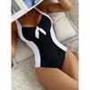 Sexy Block Color Swimwear Women Swimsuit 2025 New One Piece Swimsuit Bikini Bathing Suit Beachwear Biquini Female
