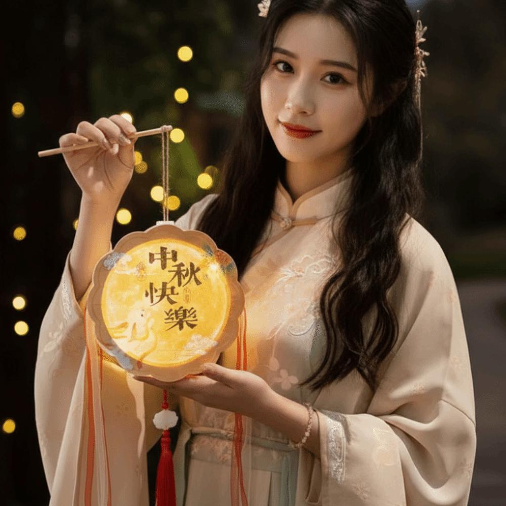 Handmade Mooncake Lantern Luminous Mid Autumn Lantern Festival Decor Rabbit Lamp  Holiday Gift