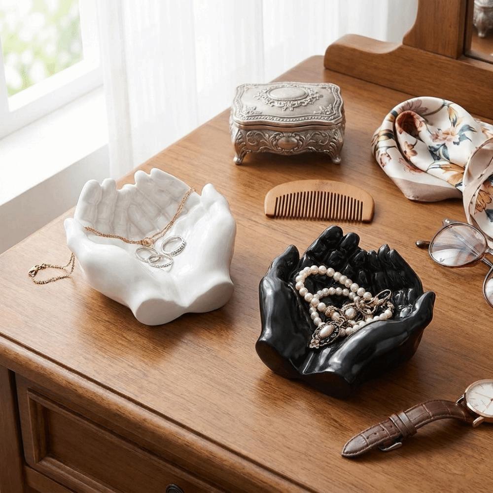 Resin Cupped Hands Tray Decorative Key Storage Tray Palm Ornament Hand Shaped Key Tray Home Decor