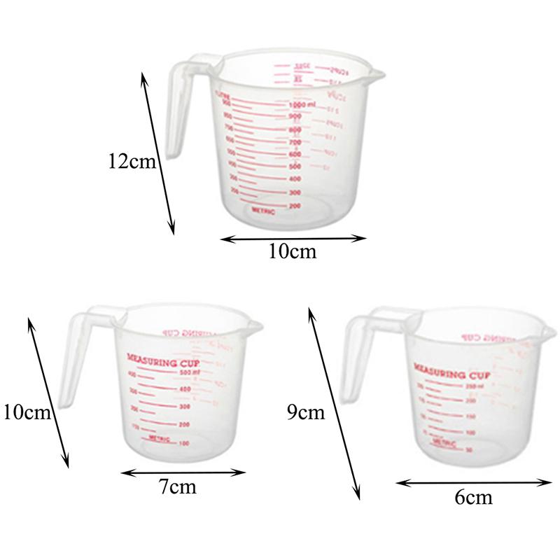 Plastic Clear Measuring Cup Mesure Dish 250/500/1000Ml Liquid Scale Plastic