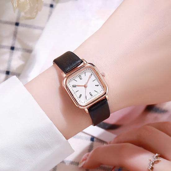 Women Quartz Watch Square Dial Faux Leather Strap Ladies Casual Business Formal Dress Wristwatch Fashion Jewelry Accessory Birthday Gift