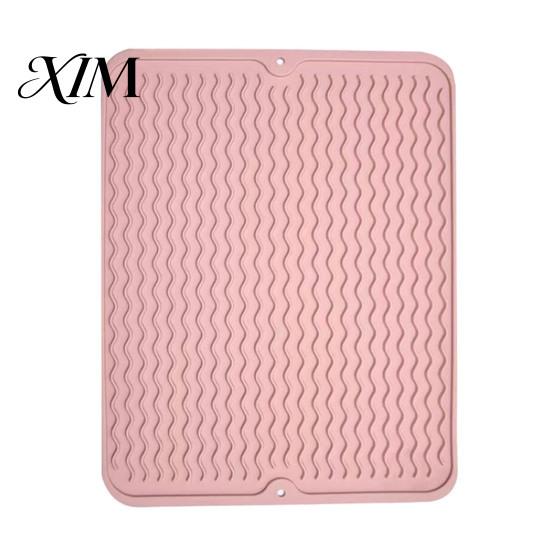 Countertop Placemat Silicone Dish Drying Mat, Heat Resistant Kitchen Counter Mat Waterproof Utensil Drainer for Dining Table, Compact Storage