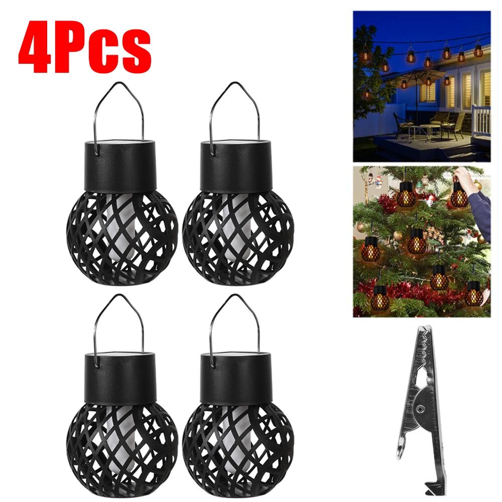 1-4PCSLED уличный эффект пламени подвесной фонарь водонепроницаемый садовый декоративный светильник солнечный сказочный светильник для патио сада двора