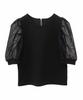 Son De Conservative Mesh Sleeve Black [Trenteant Mode] Top, Women's,