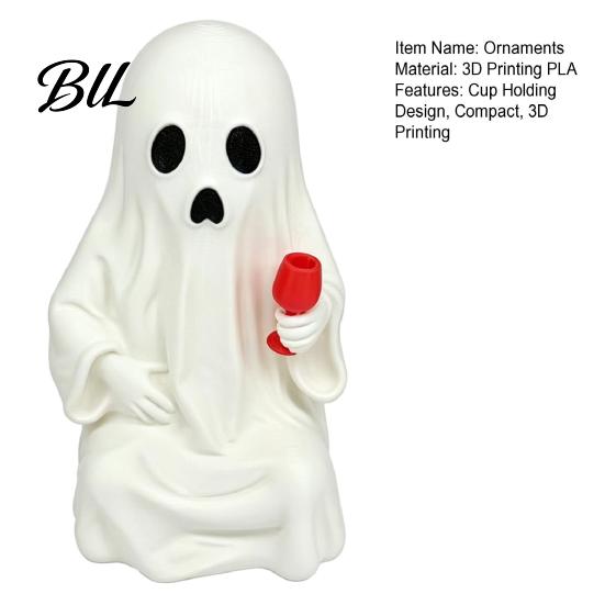 Creative Cup Holder for Home 3D Printed Ghost Figurine with Wine Glass, Funny Halloween Desktop Fun Gifts Men Women Decor Statue, Novelty Tabletop