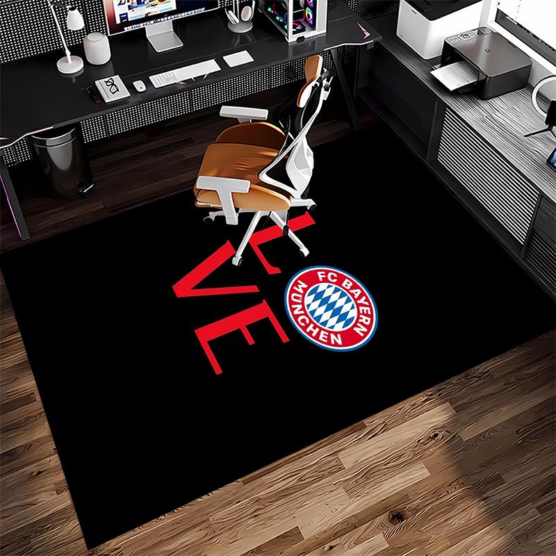 1pc FC Bayern München logo Print Area Rug - Soft,Washable Non-Slip Indoor Mat for Office Chairs,Living Room,Home Office Decorative Rug