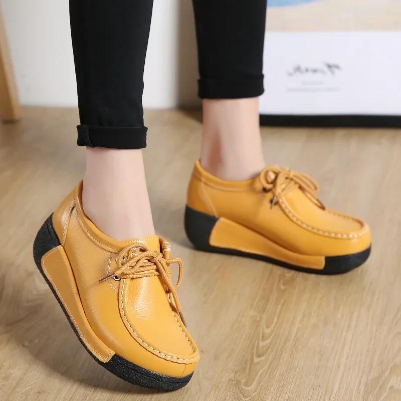 Fashion Women Loafers Autumn New Lace Up Platform Casual Shoes Fashion Ladies Non-slip Walking Shoes Female Rocking Shoes2024