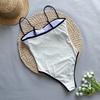 Women One Piece Bikini Vintage High Cut Swimsuit Bandeau Beachwear with Breast