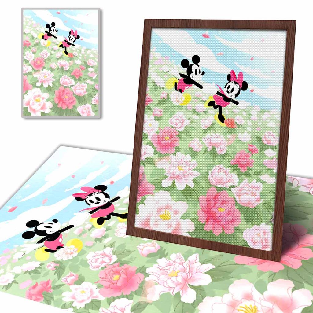 Full Round Diamond Painting Minnie Mickey Holding Hands Art Rhinestone Picture Mosaic DIY 5D Cross Stitch Embroidery Home Decoration