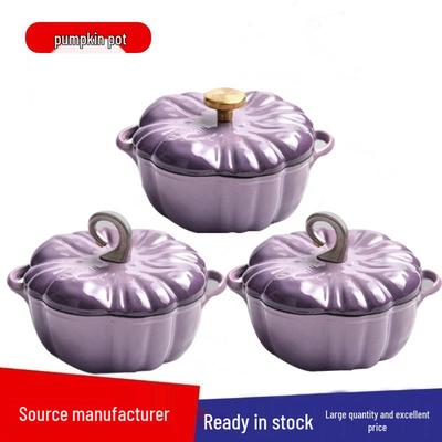 Эмалированная кастрюля для супа в форме тыквы, многофункциональная для тушения и индукционных плит.