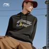 Li-Ning Повседневная махровая толстовка с логотипом, топы унисекс, черный AWDT601-1