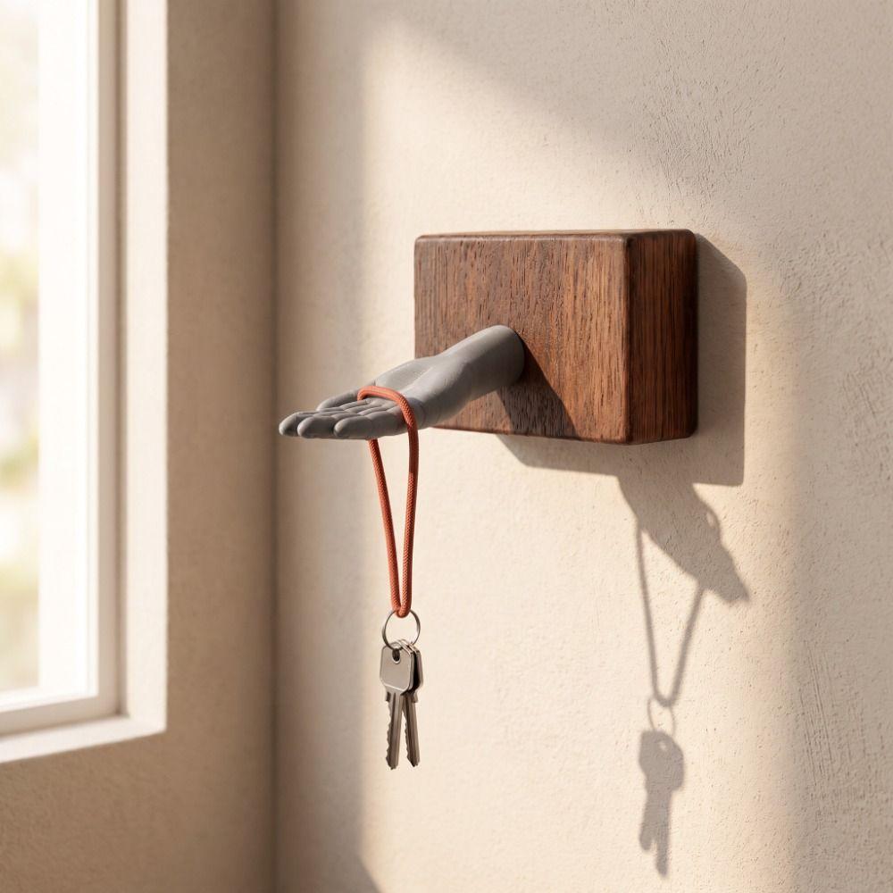 3D Printed Hand Shape Screw Hook Realistic Wall Mount Key Holder Unique Key Hanger Entryway