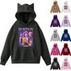 Ladies Fashion Casual Long Sleeve Printed Round Neck Hoodie Pullover Top With  Pockets