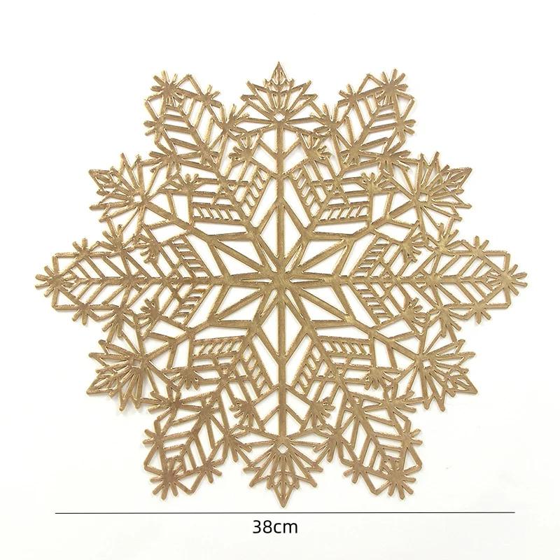 Snowflake Hollow PVC Bronzing Table Mat Mug Coaster for Coffee Tableware Cup Pads Christmas Decoration Kitchen Accessories