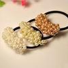 Женская мода Rhinestone Crystal Pearl Rope Elastic Ponytail Hair Band 