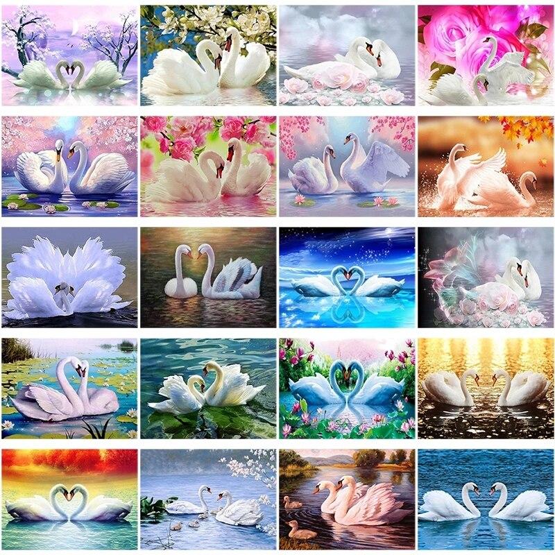 DIY 5D Diamond Painting White Swan Animal Diamond Mosaic Cross Stitch Kit Diamond Embroidery Wall Home Decoration Art