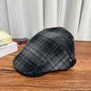 British plaid duck tongue forward hat children autumn and winter retro big head circumference newsboy hat shows a small face and wears a beret