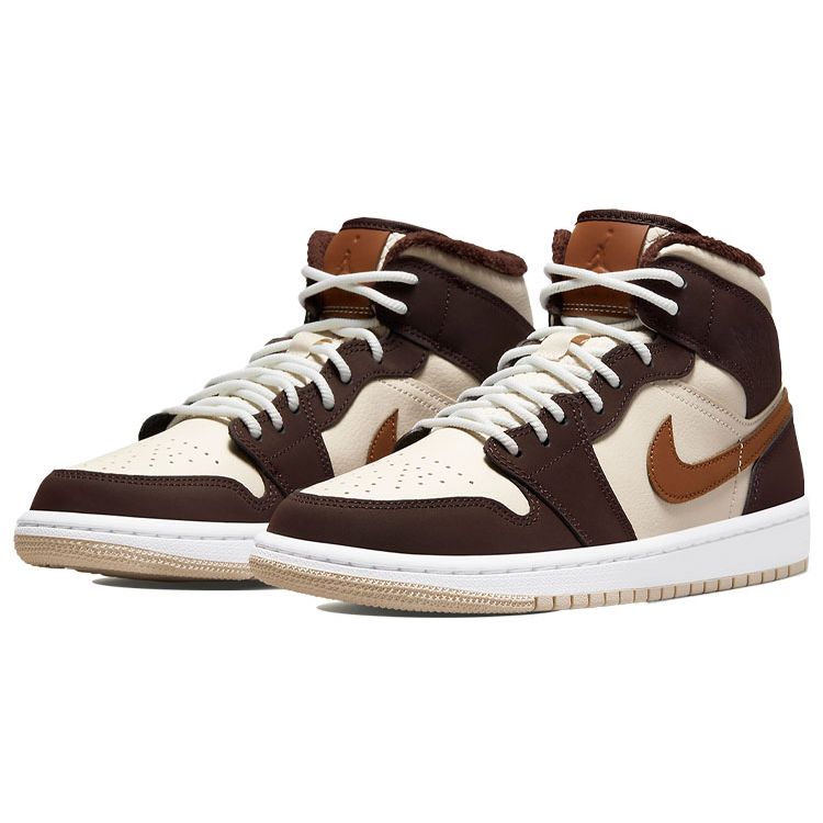 Женские кроссовки Air Jordan 1 Mid SE Cream Dark Chocolate Oatme DO6699-200