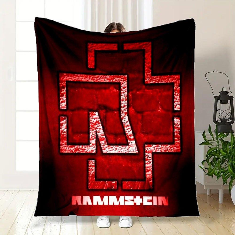 Rammstein Logo T-Shirt Men's Women's Unisex Fit Black Red WhiteBlanket Flannel Throw Blanket for Sofa, Bed, Travel, Camping, Office, Couch,