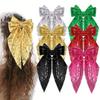 Fashionable Sequined Bow Spring Clip Mesh Ribbon Hair Clip Elegant Christmas and New Year Party Hair Accessory