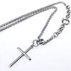 Хип-хоп, ширина 4 мм, мужская и женская подвеска с крестом, ожерелье из нержавеющей стали, серебряная цепочка тона