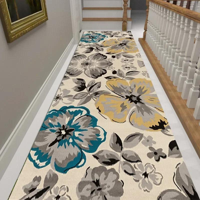 Роскошные длинные ковры для коридора для бегуна, прихожей, синего золота, жаккардовый ковер для гостиной, гостиничного коврика для лестницы, нескользящий домашний кухонный ковер