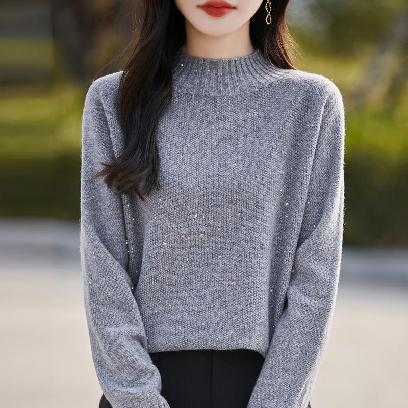 Женский кашемировый свитер Qinghe Cashmere 30% Кашемир 70% Шерсть Осенне-зимний кашемировый пуловер Мягкий и теплый