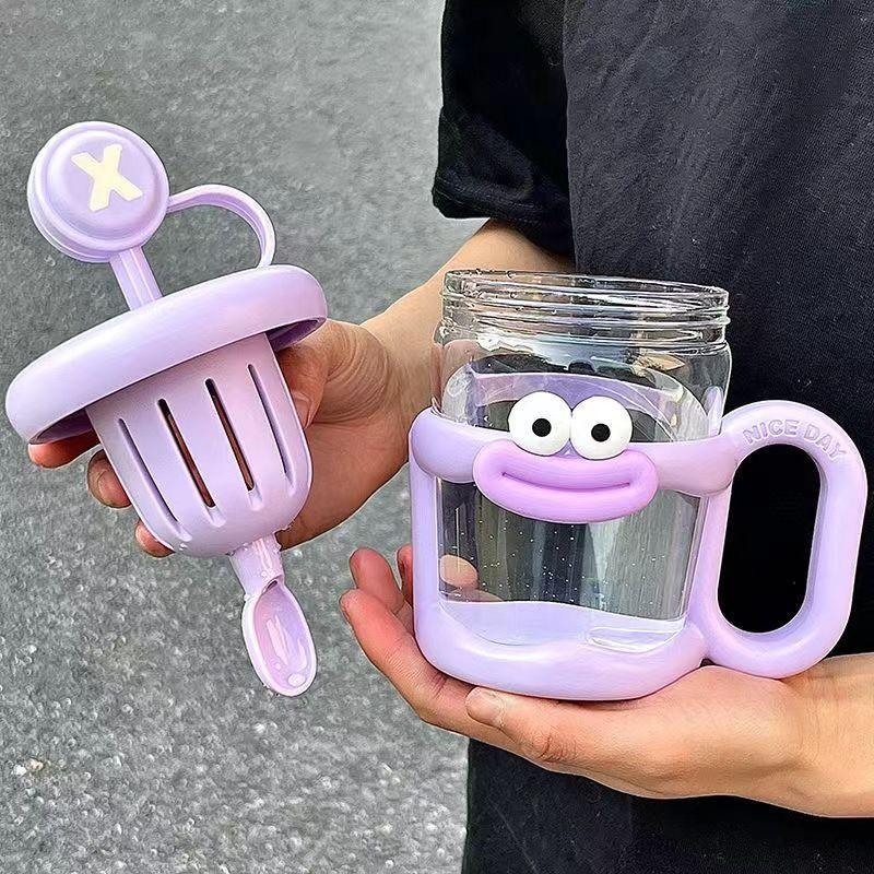 Большая наклейка на рот, кружка-соломинка, разделительная кружка для чая, милая кружка-бутылка