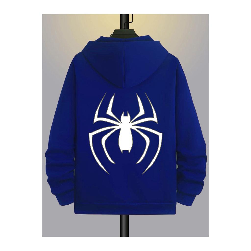 Толстовка Big Spider Кардиган на молнии — черная объемная зимняя толстовка с принтом и карманами